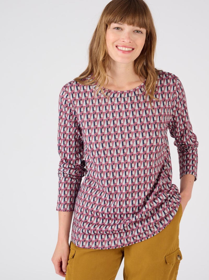T-shirt maille grattée chaude - Damart Mauve - Kiabi