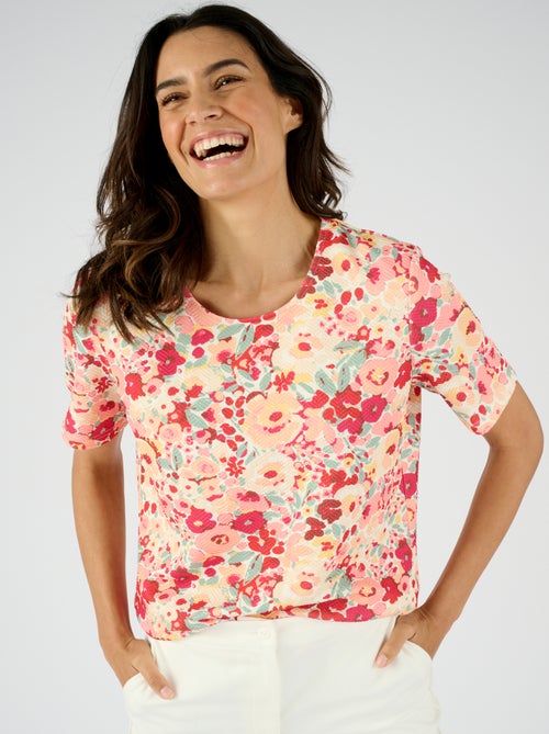 T-shirt maille interlock reliéfée - Damart - Kiabi