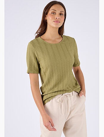 T-shirt maille jacquard effet froissé - Damart