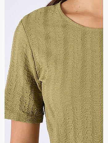 T-shirt maille jacquard effet froissé - Damart