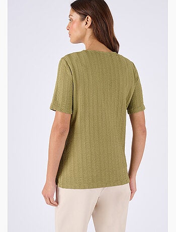 T-shirt maille jacquard effet froissé - Damart