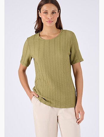 T-shirt maille jacquard effet froissé - Damart