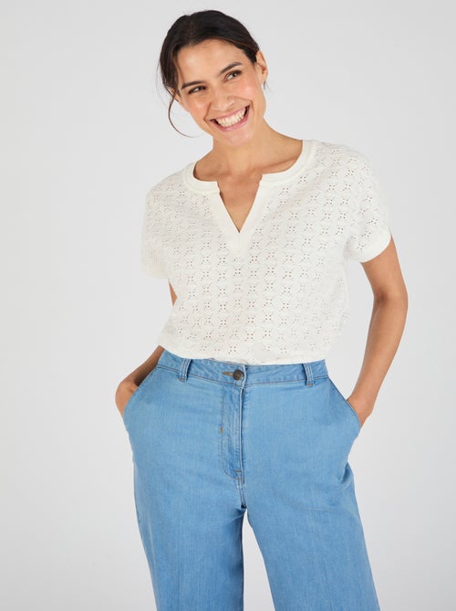 T-shirt maille jacquard fantaisie - Damart - Kiabi