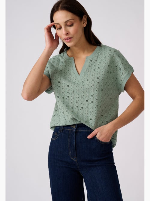 T-shirt maille jacquard fantaisie - Damart - Kiabi