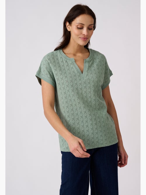 T-shirt maille jacquard fantaisie - Damart - Kiabi