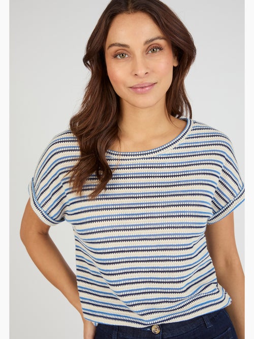T-shirt maille jacquard rayée - Damart - Kiabi