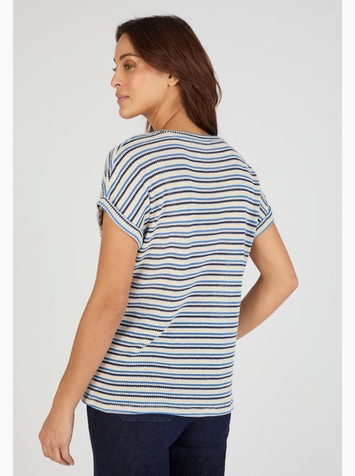 T-shirt maille jacquard rayée - Damart - Kiabi