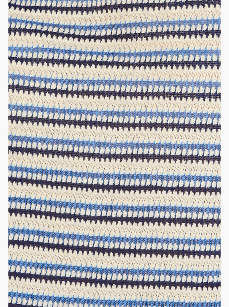 T-shirt maille jacquard rayée - Damart Bleu - Kiabi