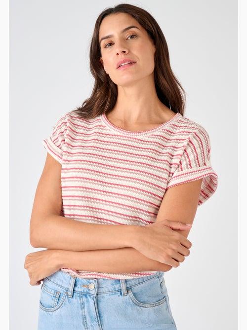 T-shirt maille jacquard rayée - Damart - Kiabi