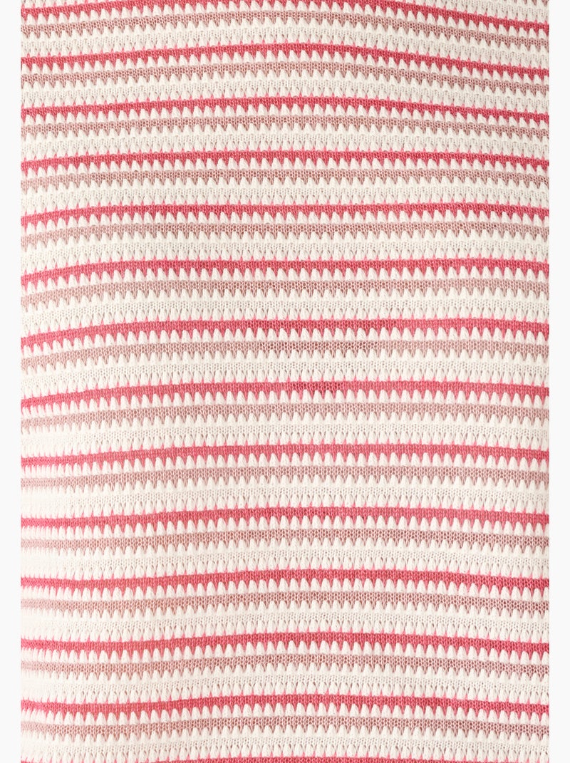 T-shirt maille jacquard rayée - Damart Rose - Kiabi