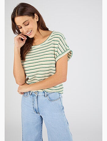 T-shirt maille jacquard rayée - Damart