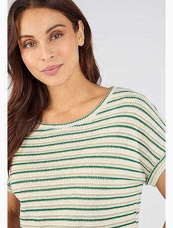 T-shirt maille jacquard rayée - Damart