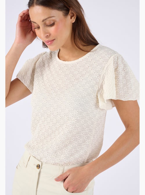 T-shirt maille jacquard reliéfée - Damart - Kiabi