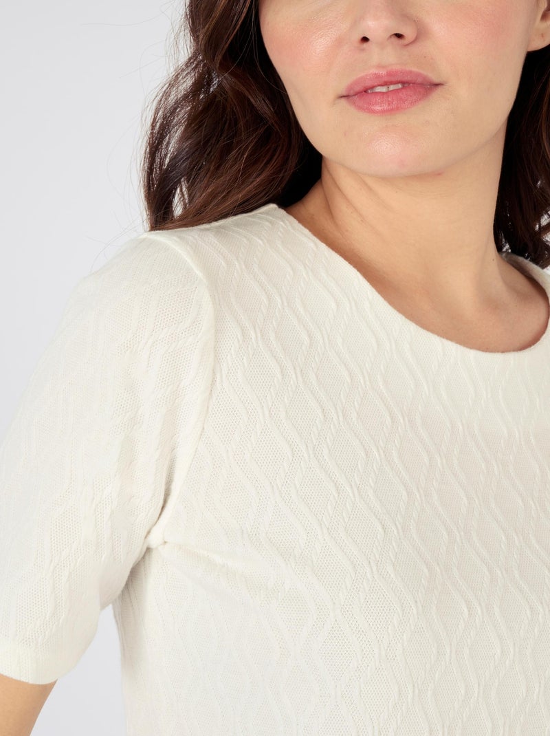 T-shirt maille jacquard reliéfée - Damart Blanc cassé - Kiabi