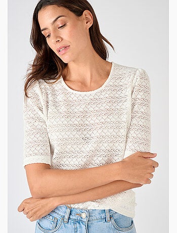 T-shirt maille jacquard reliéfée - Damart