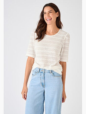 T-shirt maille jacquard reliéfée - Damart