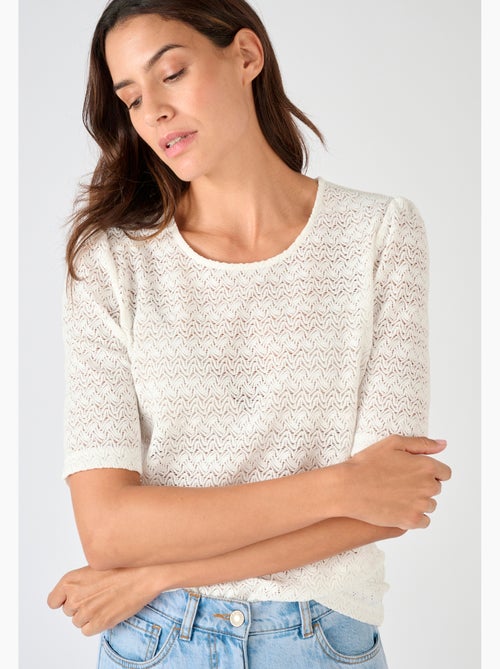 T-shirt maille jacquard reliéfée - Damart - Kiabi