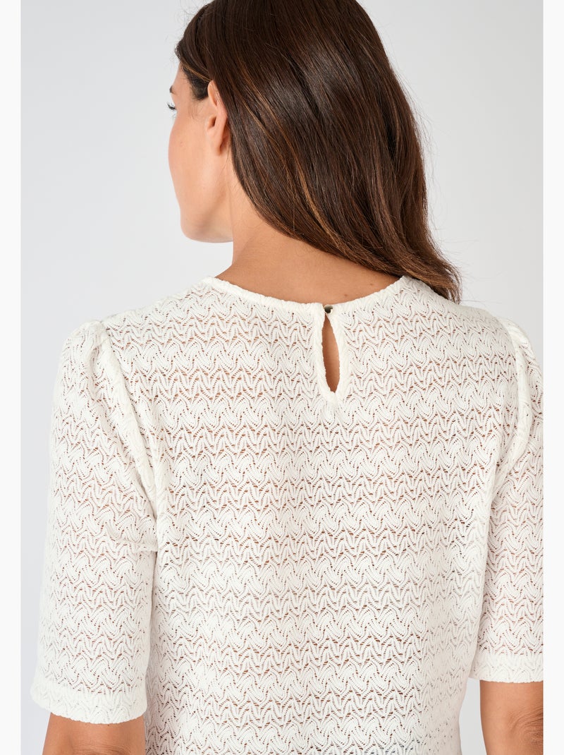 T-shirt maille jacquard reliéfée - Damart Blanc - Kiabi