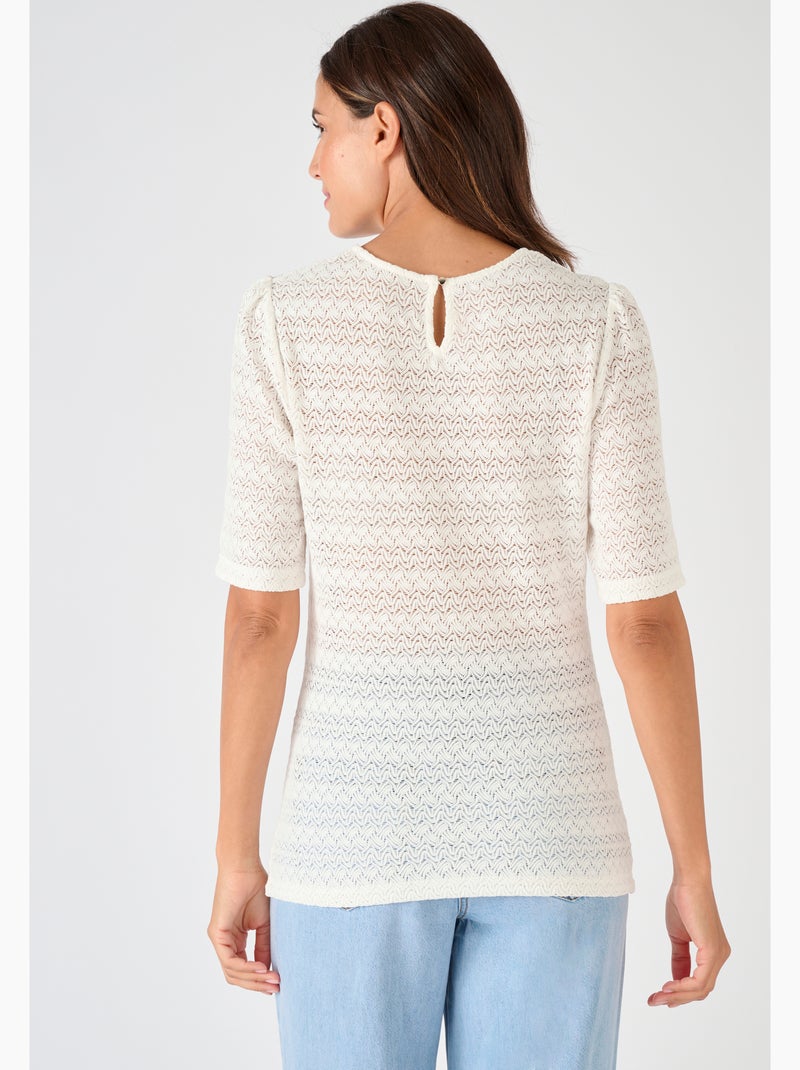 T-shirt maille jacquard reliéfée - Damart Blanc - Kiabi