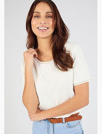 T-shirt maille jacquard reliéfée - Damart
