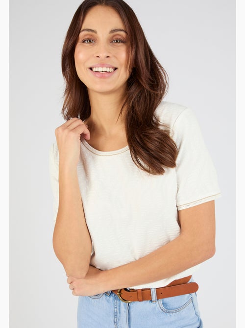 T-shirt maille jacquard reliéfée - Damart - Kiabi