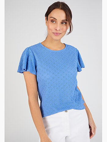 T-shirt maille jacquard reliéfée - damart