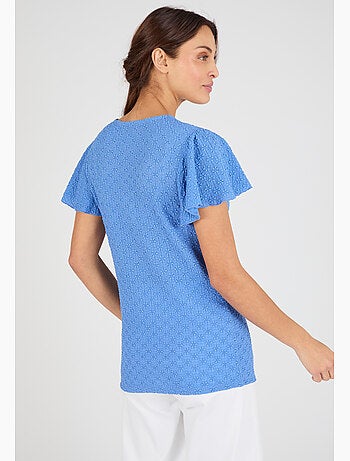 T-shirt maille jacquard reliéfée - damart