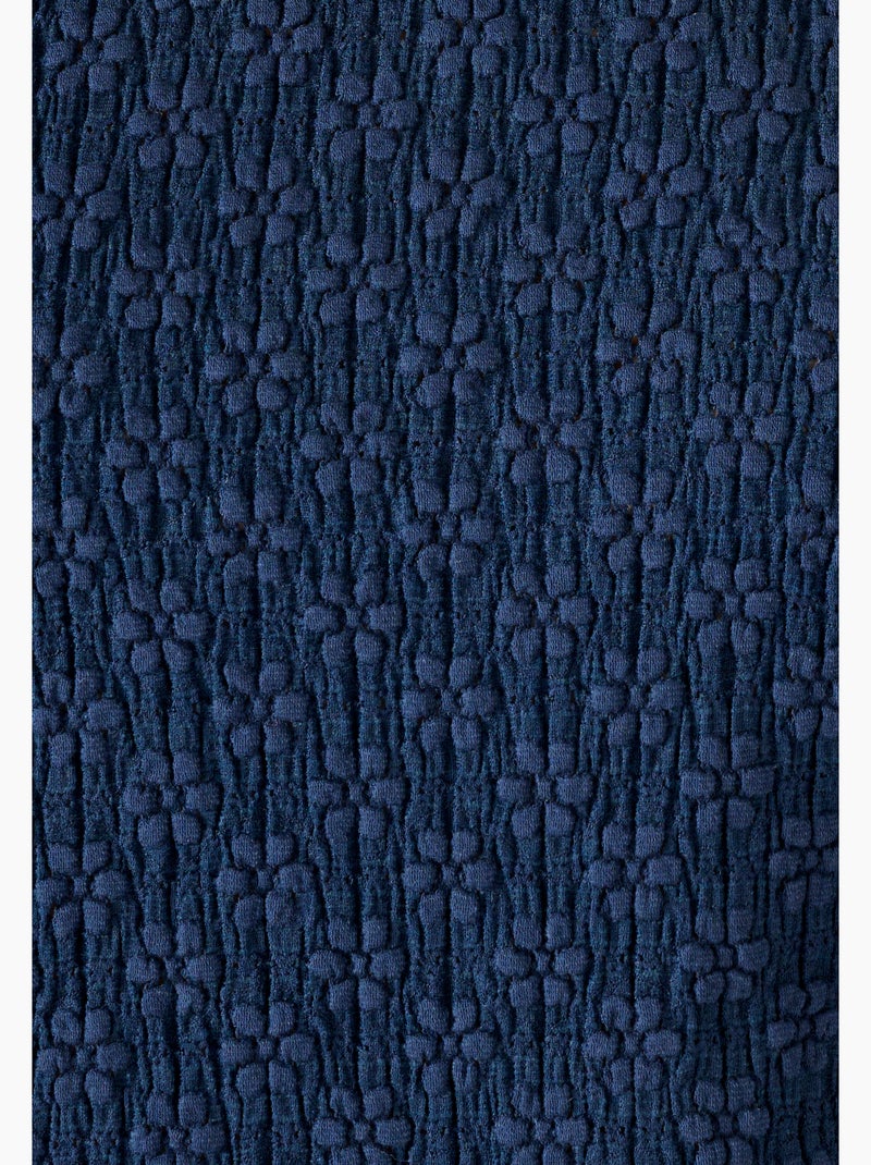 T-shirt maille jacquard reliéfée - Damart Bleu marine - Kiabi