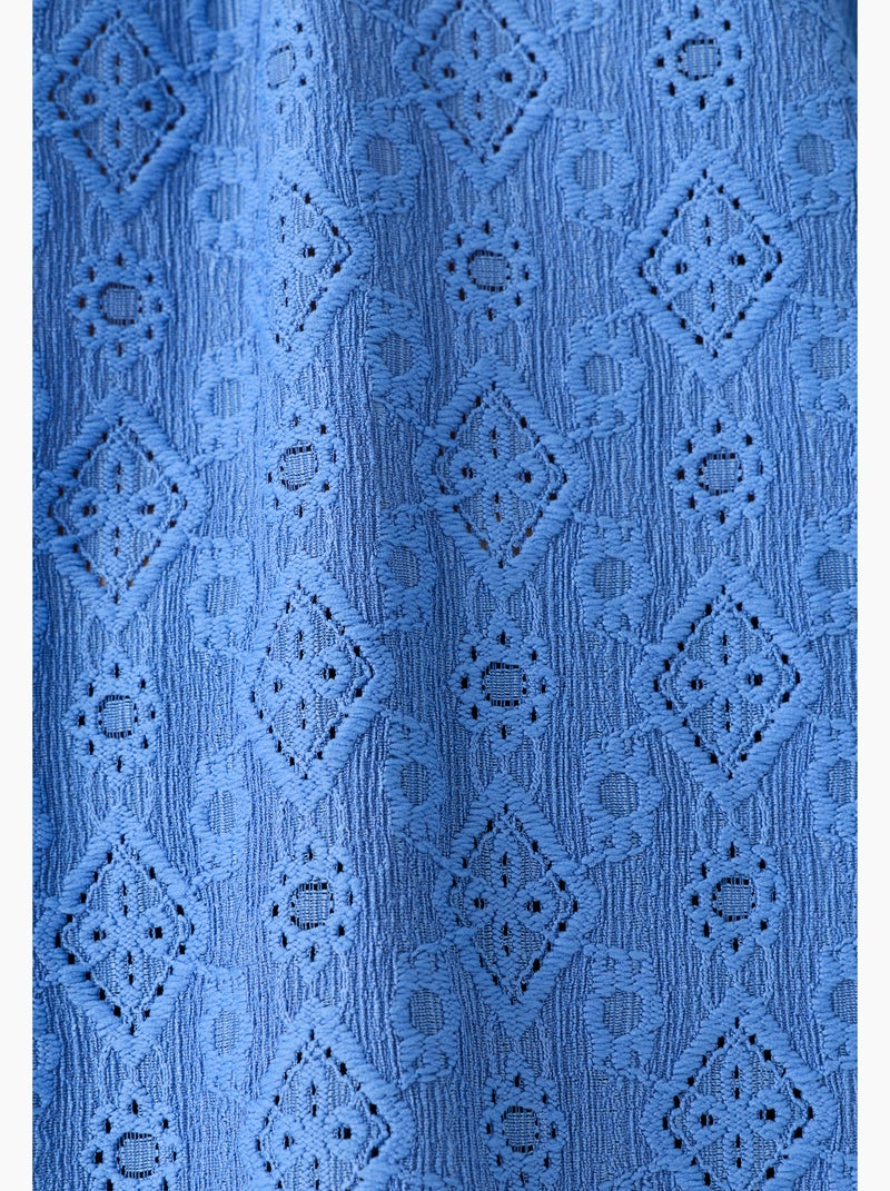 T-shirt maille jacquard texturée - Damart Bleu - Kiabi