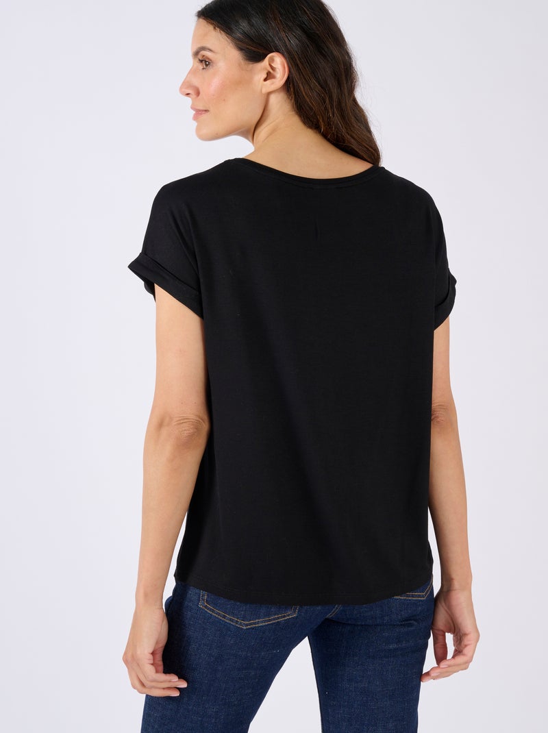 T-shirt maille jersey à sequins - Damart Noir - Kiabi