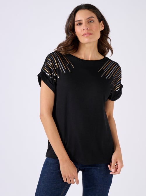 T-shirt maille jersey à sequins - Damart - Kiabi