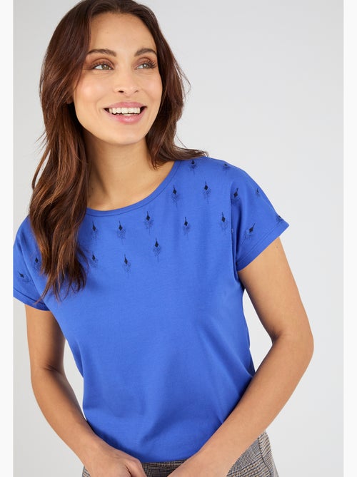 T-shirt maille jersey brodée - Damart - Kiabi