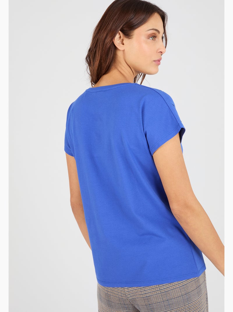 T-shirt maille jersey brodée - Damart Bleu - Kiabi