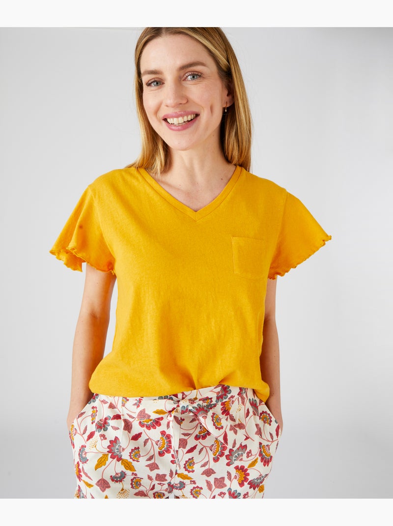 T-shirt maille jersey coton/lin Climatyl - Damart Orange - Kiabi