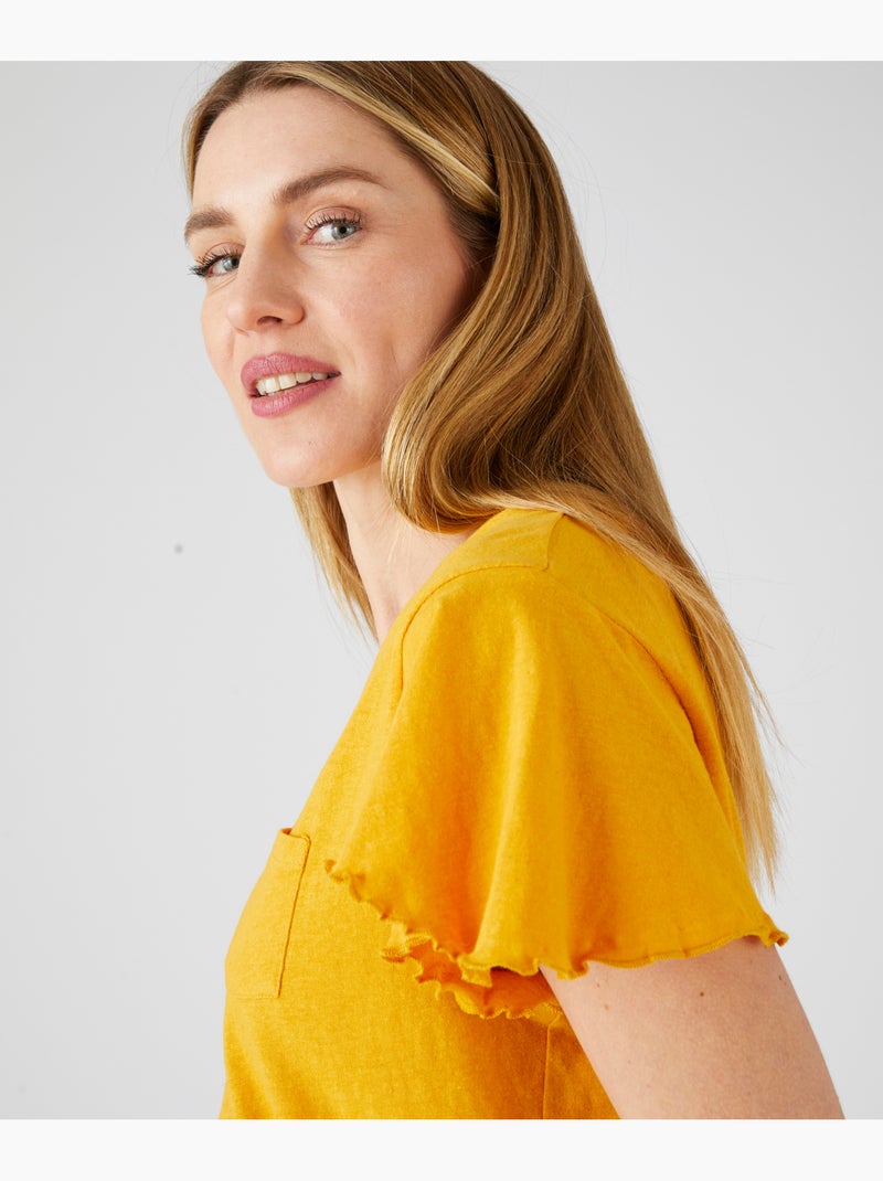 T-shirt maille jersey coton/lin Climatyl - Damart Orange - Kiabi