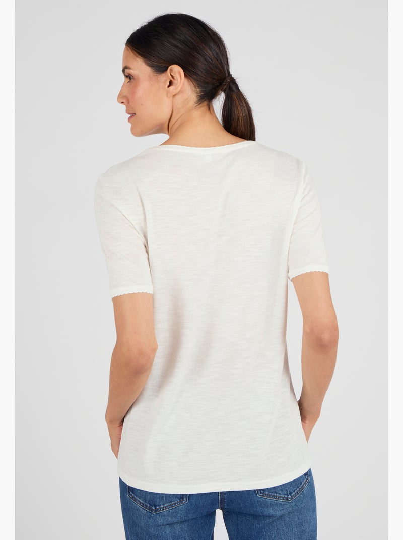 T-shirt maille jersey flammée - Damart Blanc - Kiabi