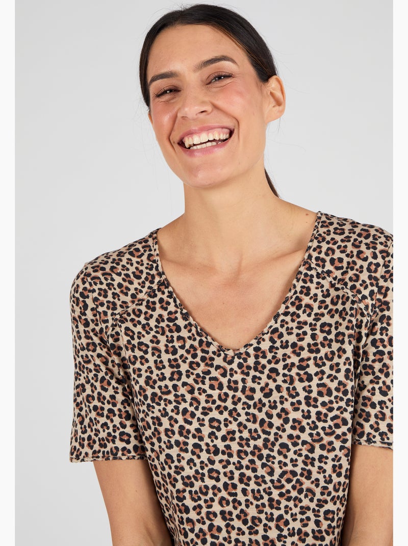 T-shirt maille jersey flammée - Damart Marron - Kiabi