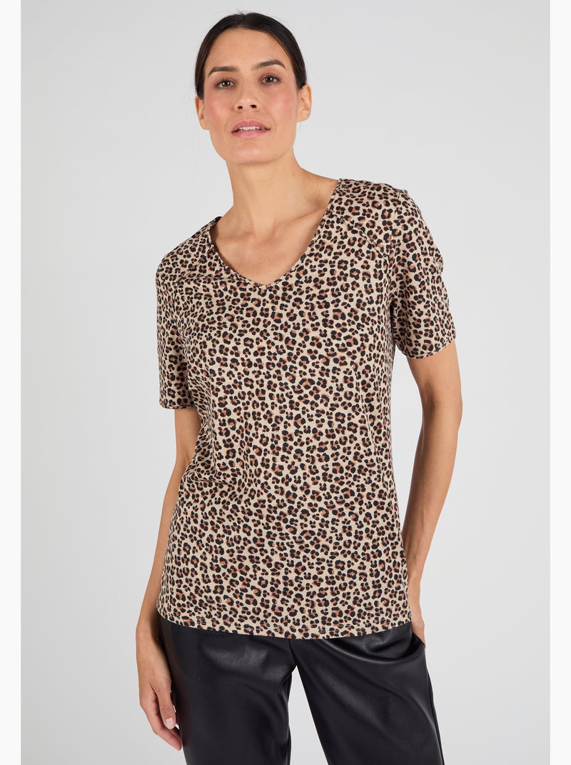 T-shirt maille jersey flammée - Damart Marron - Kiabi