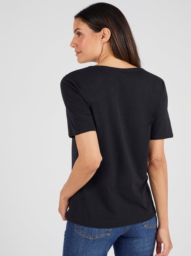T-shirt maille jersey flammée - Damart Noir - Kiabi