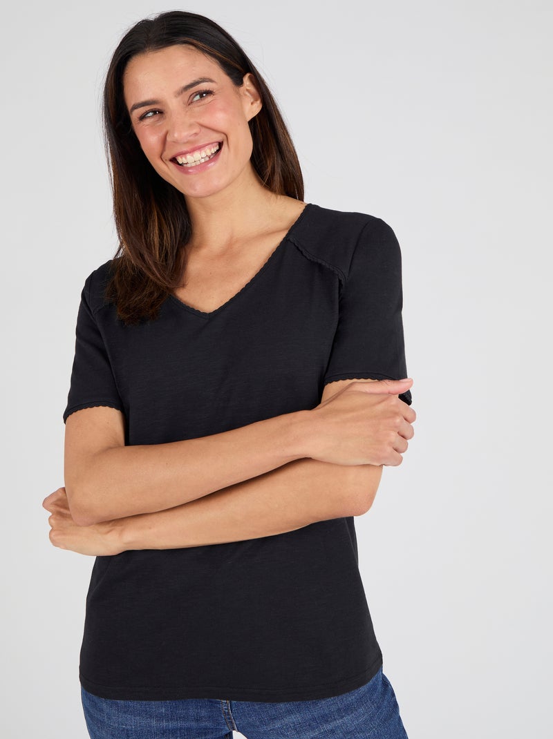 T-shirt maille jersey flammée - Damart Noir - Kiabi