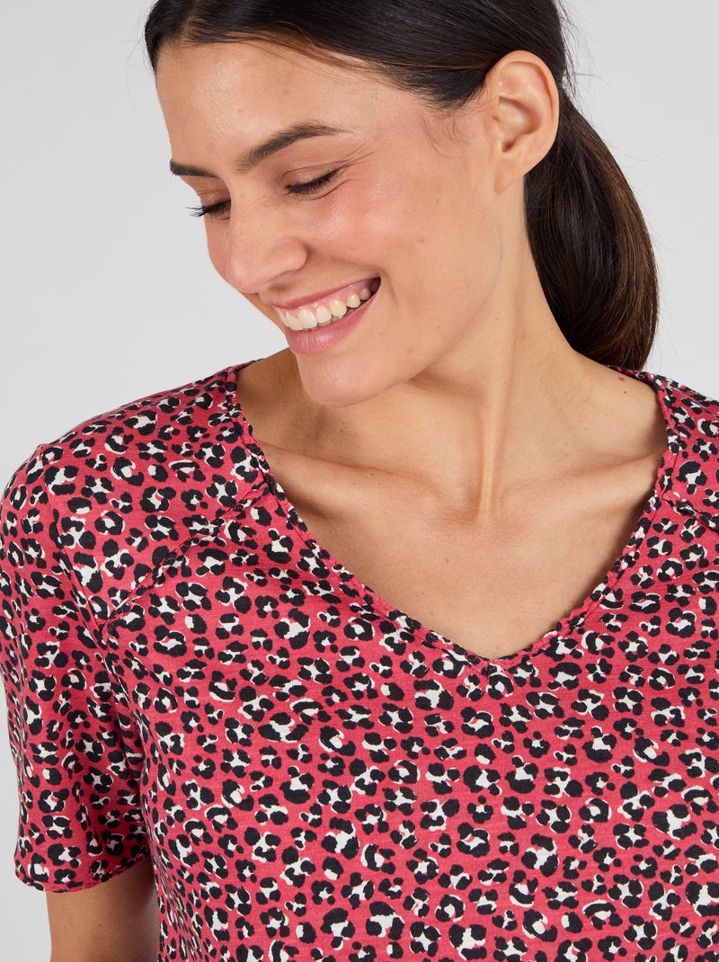 T-shirt maille jersey flammée - Damart Rose - Kiabi