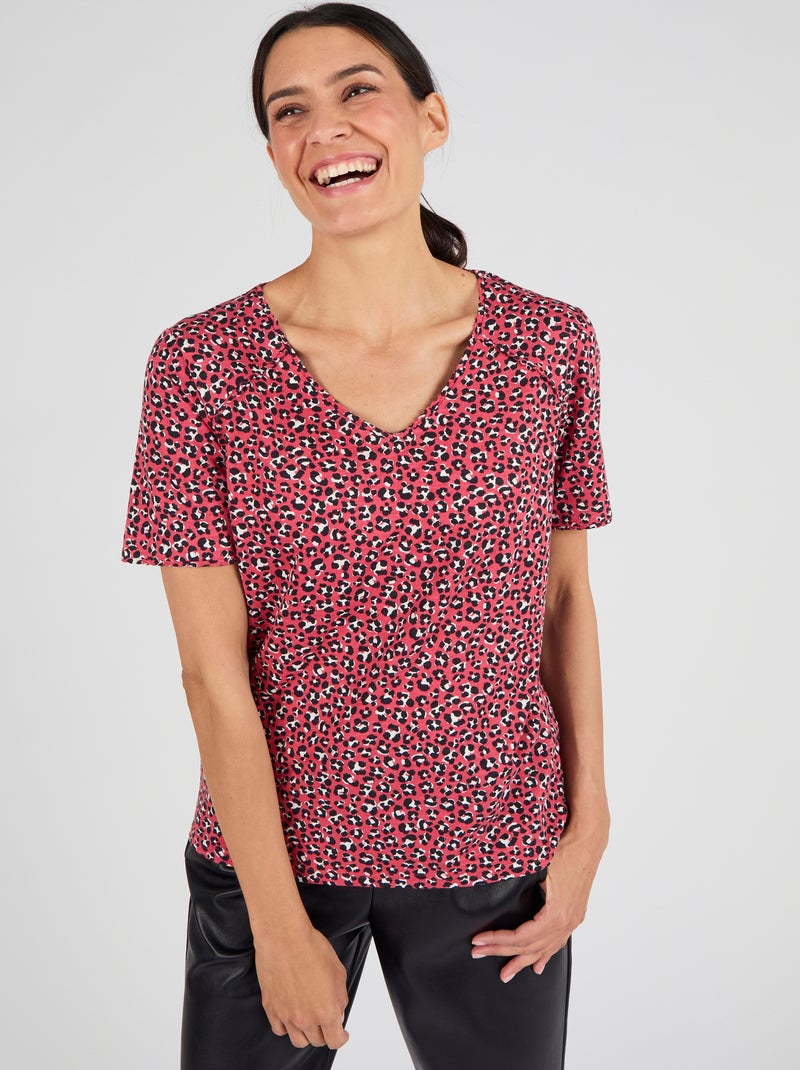 T-shirt maille jersey flammée - Damart Rose - Kiabi