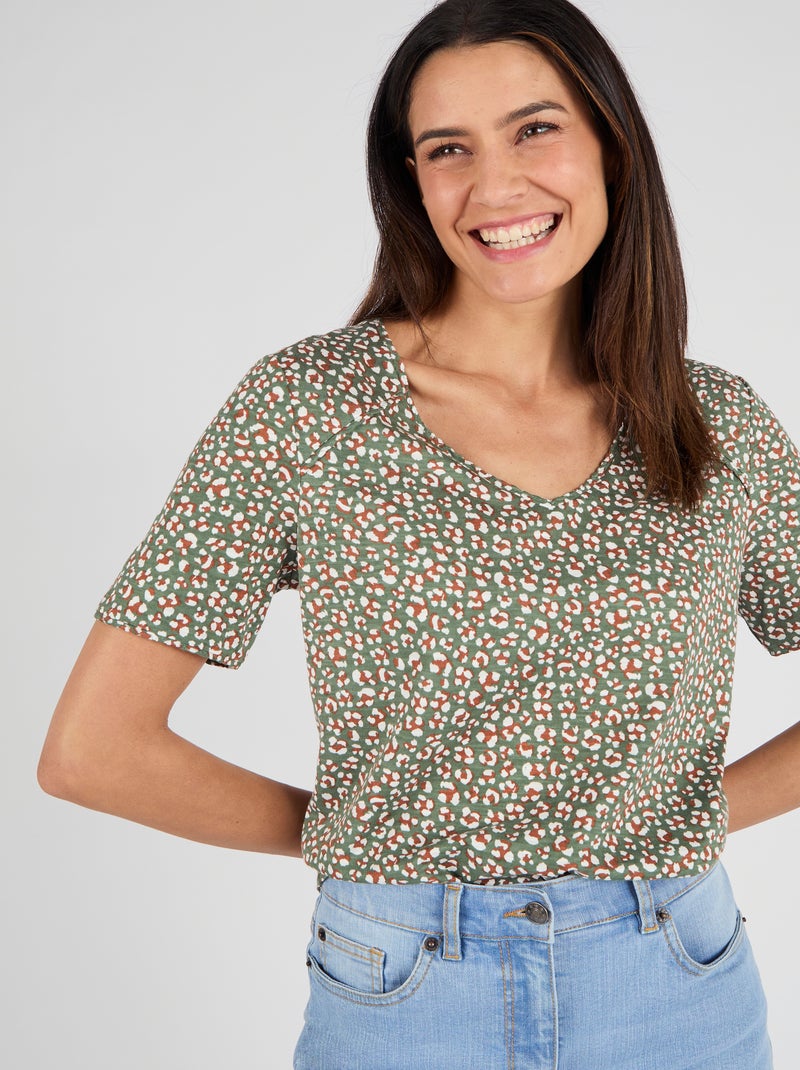 T-shirt maille jersey flammée - Damart Vert - Kiabi