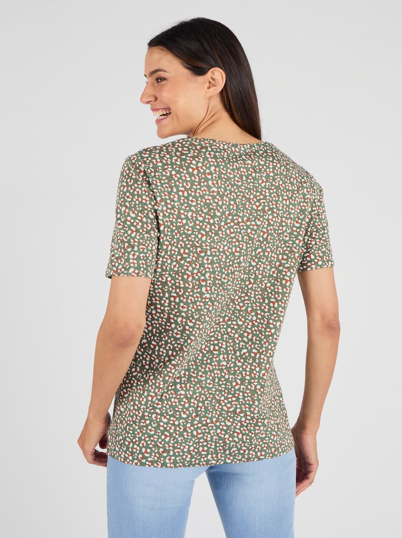 T-shirt maille jersey flammée - Damart Vert - Kiabi
