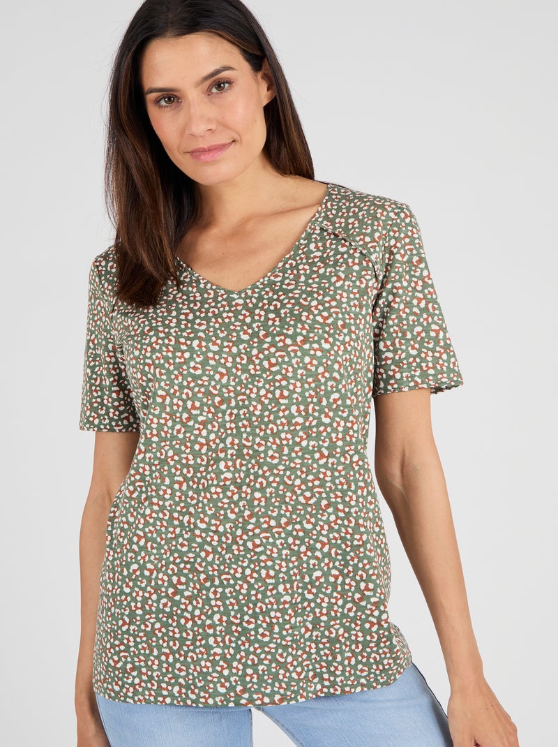 T-shirt maille jersey flammée - Damart Vert - Kiabi
