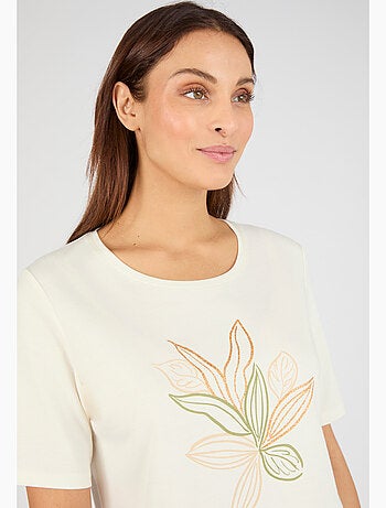 T-shirt maille jersey motif feuillage - Damart