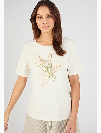 T-shirt maille jersey motif feuillage - Damart