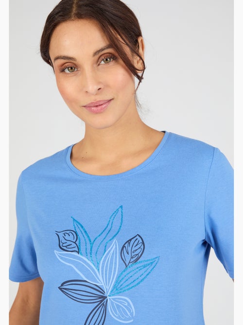 T-shirt maille jersey motif feuillage - Damart - Kiabi