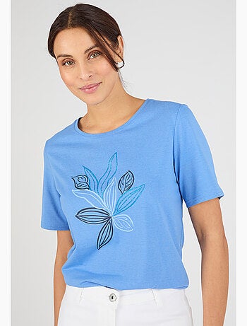 T-shirt maille jersey motif feuillage - Damart