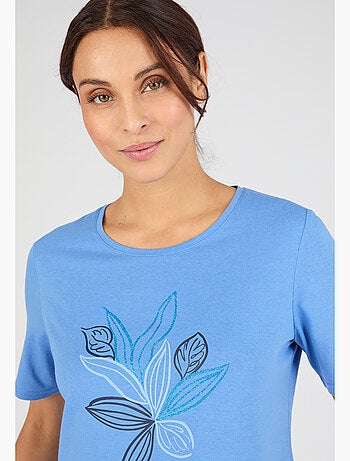 T-shirt maille jersey motif feuillage - Damart